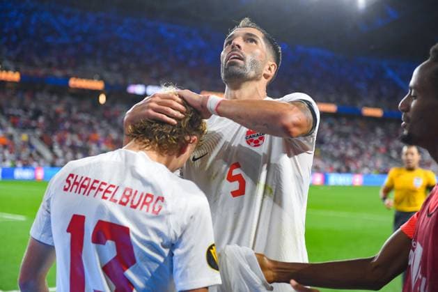 RECORD DATE NOT STATED 2023 CONCACAF Gold Cup United States vs Canada Jacob Shaffelburg celebrates his goal 1-2 of Canada during the game United States (USA) vs Canada corresponding to Quarterfinals of the CONCACAF Gold Cup 2023, at TQL Stadium, on July 09, 2023. <br><br> Jacob Shaffelburg celebra su gol 1-2 de Canada durante el partido Estados Unidos (EUA) vs Canada, correspondiente a cuartos de Final de la Copa Oro de la CONCACAF 2023, en el TQL Stadium, el 09 de Julio de 2023. CINCINNATI OHIO ESTADOS UNIDOS  Copyright: xJONATHANxDUENASx 20230709220256_CGC_23_CF_USA_CAN_SHAFFELBURG205