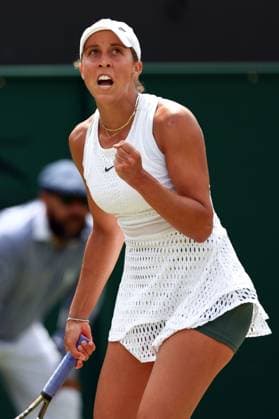 Mandatory Credit: Photo by Simon Dael Shutterstock (14003752n) Madison Keys during her fourth round match Wimbledon Tennis Championships, Day 8, The All England Lawn Tennis and Croquet Club, London, UK - 10 Jul 2023 Wimbledon Tennis Championships, Day 8, The All England Lawn Tennis and Croquet Club, London, UK - 10 Jul 2023  Copyright: xSimonxDael Shutterstockx 14003752n
