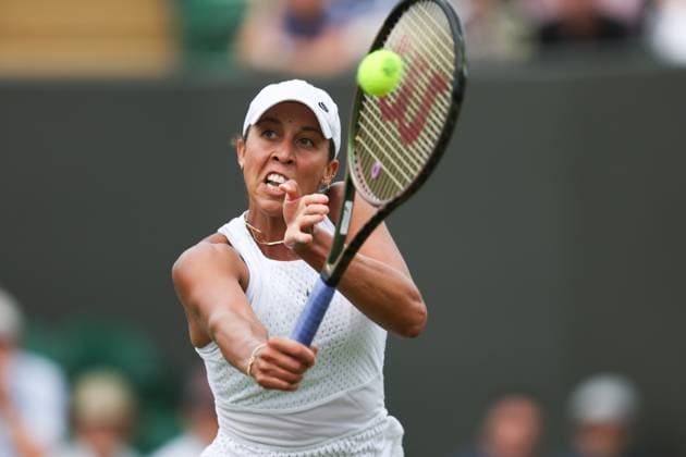 Wimbledon: Day Eight 10 July 2023, Wimbledon - Wimbledon Tennis Championships - Day Eight - Madison Keys (USA) in action during her Ladies Singles round of 16 match against Mirra Andreeva - Photo: Charlotte Wilson Offside. Wimbledon UK Copyright: xCharlottexWilsonx xOffsidexOffside