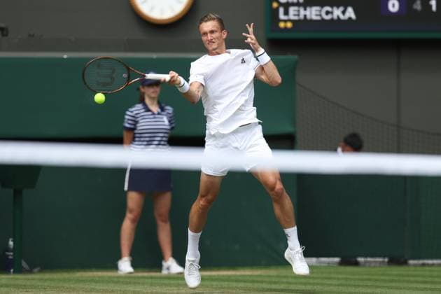 Wimbledon: Day Eight 10 July 2023, Wimbledon - Wimbledon Tennis Championships - Day Eight - Hubert Hurkacz (POL) in action during his Gentlemen s Singles Round of 16 match against Novak Djokovic (SRB) - Photo: Charlotte Wilson Offside. Wimbledon UK Copyright: xCharlottexWilsonx xOffsidexOffside