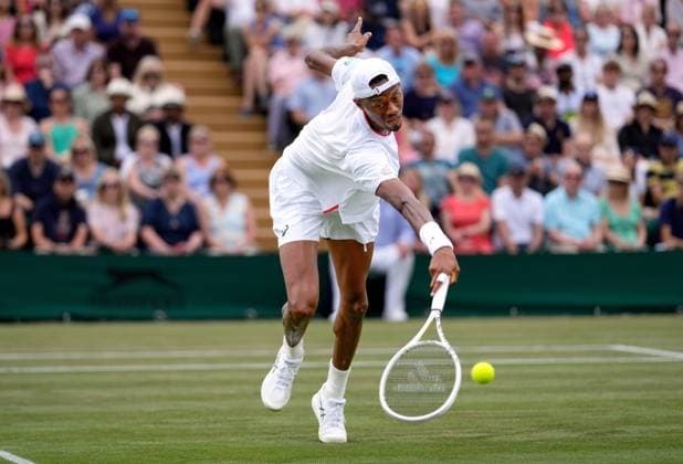 Mandatory Credit: Photo by Dave Shopland Shutterstock (14003750ck) Christopher Eubanks during his fourth round match Wimbledon Tennis Championships, Day 8, The All England Lawn Tennis and Croquet Club, London, UK - 10 Jul 2023 Wimbledon Tennis Championships, Day 8, The All England Lawn Tennis and Croquet Club, London, UK - 10 Jul 2023  Copyright: xDavexShopland Shutterstockx 14003750ck
