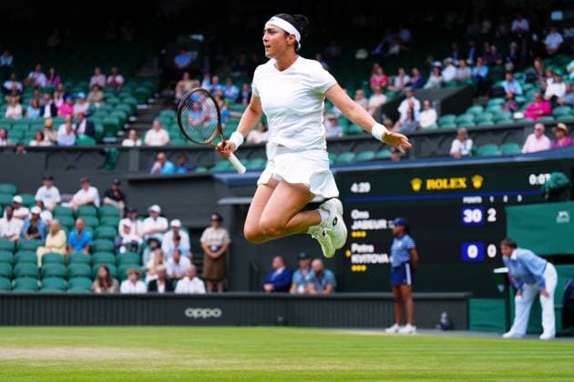 Mandatory Credit: Photo by Javier Garcia Shutterstock (14003748fi) Ons Jabeur during her fourth round match Wimbledon Tennis Championships, Day 8, The All England Lawn Tennis and Croquet Club, London, UK - 10 Jul 2023 Wimbledon Tennis Championships, Day 8, The All England Lawn Tennis and Croquet Club, London, UK - 10 Jul 2023  Copyright: xJavierxGarcia Shutterstockx 14003748fi