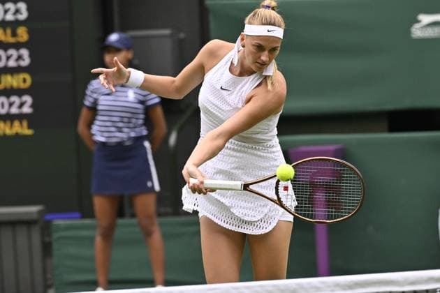 Tennis : Wimbledon 2023 - Angleterre - Petra Kvitova - Republique Tcheque Tennis : Wimbledon 2023 - Angleterre- 10 07 23 ChrysleneCaillaud Panoramic  
