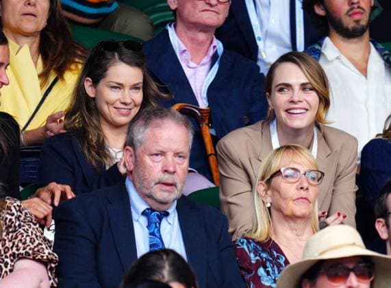 Mandatory Credit: Photo by Javier Garcia Shutterstock (14003748ie) Cara Delevingne with girlfriend Minke in the crowd on Centre Court Wimbledon Tennis Championships, Day 8, The All England Lawn Tennis and Croquet Club, London, UK - 10 Jul 2023 Wimbledon Tennis Championships, Day 8, The All England Lawn Tennis and Croquet Club, London, UK - 10 Jul 2023  Copyright: xJavierxGarcia Shutterstockx 14003748ie