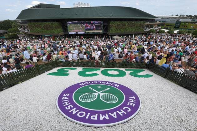10th July 2023; All England Lawn Tennis and Croquet Club, London, England: Wimbledon Tennis Tournament; Spectators on The Hill watching Ons Jabeur (TUN) versus Petra Kvitova (CZE)  ActionPlus12529938 JohnxPatrickxFletcher