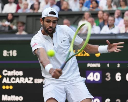 Tennis - 2023 Wimbledon Championships - Week Two - Day Eight - All England lawn Tennis & Racquet Club, Wimbledon - Monday 10th Mens singles - Carlos Alcaraz (ESP) v Matteo Berrettini (ITA) Matteo Berrettini 