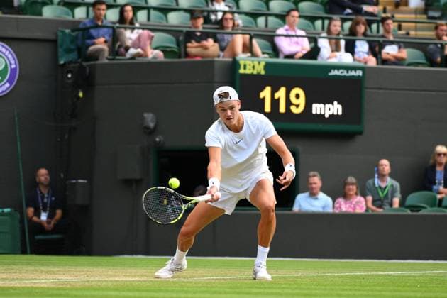 Wimbledon Championships Day 8 Holger Rune (DEN) plays his fourth round match at the 2023 Wimbledon Championships at the AELTC in London, UK on July 10, 2023. Photo by Corinne Dubreuil ABACAPRESS.COM London United Kingdom  Copyright: xDubreuilxCorinne ABACAx 860224_147 DubreuilxCorinne ABACAx 0263308437st
