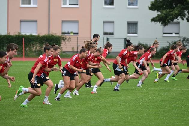 Fußball, Frauen, Regionalliga Nordost, Saison 2023 2024, 1. FC Union Berlin, Trainingsauftakt, v. l. , 10.07. 2023, Copyright: xMatthiasxKochx