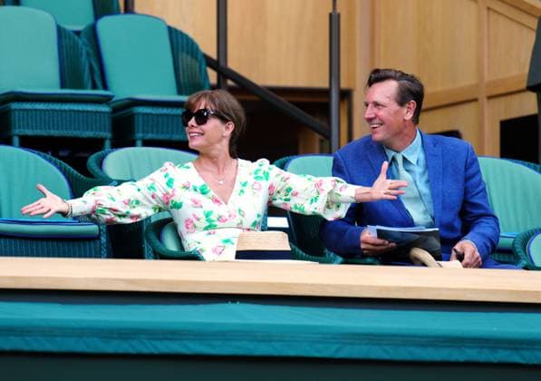Mandatory Credit: Photo by Javier Garcia Shutterstock (14003753j) Darcey Bussell and Angus Forbes in the Royal Box on Centre Court Wimbledon Tennis Championships, Day 9, The All England Lawn Tennis and Croquet Club, London, UK - 11 Jul 2023 Wimbledon Tennis Championships, Day 9, The All England Lawn Tennis and Croquet Club, London, UK - 11 Jul 2023  Copyright: xJavierxGarcia Shutterstockx 14003753j