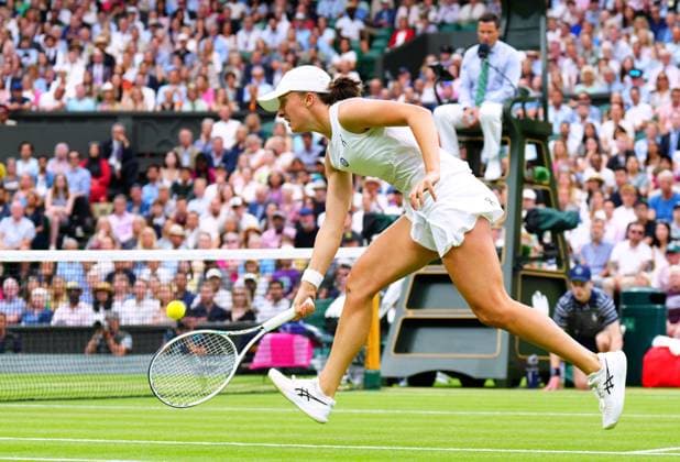 Mandatory Credit: Photo by Javier Garcia Shutterstock (14003753ds) Iga Swiatek during her quarter final match Wimbledon Tennis Championships, Day 9, The All England Lawn Tennis and Croquet Club, London, UK - 11 Jul 2023 Wimbledon Tennis Championships, Day 9, The All England Lawn Tennis and Croquet Club, London, UK - 11 Jul 2023  Copyright: xJavierxGarcia Shutterstockx 14003753ds