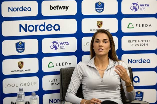 BÅSTAD 20230711 Mirjam Björklund pa pressträff under tennisturneringen Nordea Open i Bastad. BÅSTAD SVERIGE Tennis x11830x