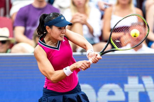 230711 Su Jeong Jang, Korea, under dag 2 av WTA, Tennis Damen Nordea Open den 11 juli 2023 i Bastad. Copyright: MATHILDAxAHLBERG BB230711MA065