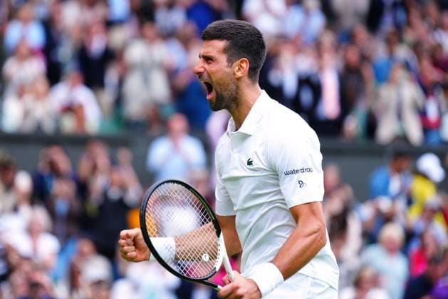 Mandatory Credit: Photo by Javier Garcia Shutterstock (14003753mj) Novak Djokovic celebrates victory in his quarter round match Wimbledon Tennis Championships, Day 9, The All England Lawn Tennis and Croquet Club, London, UK - 11 Jul 2023 Wimbledon Tennis Championships, Day 9, The All England Lawn Tennis and Croquet Club, London, UK - 11 Jul 2023  Copyright: xJavierxGarcia Shutterstockx 14003753mj
