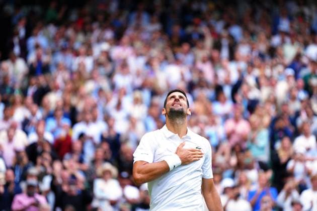 Mandatory Credit: Photo by Javier Garcia Shutterstock (14003753mn) Novak Djokovic celebrates victory in his quarter round match Wimbledon Tennis Championships, Day 9, The All England Lawn Tennis and Croquet Club, London, UK - 11 Jul 2023 Wimbledon Tennis Championships, Day 9, The All England Lawn Tennis and Croquet Club, London, UK - 11 Jul 2023  Copyright: xJavierxGarcia Shutterstockx 14003753mn