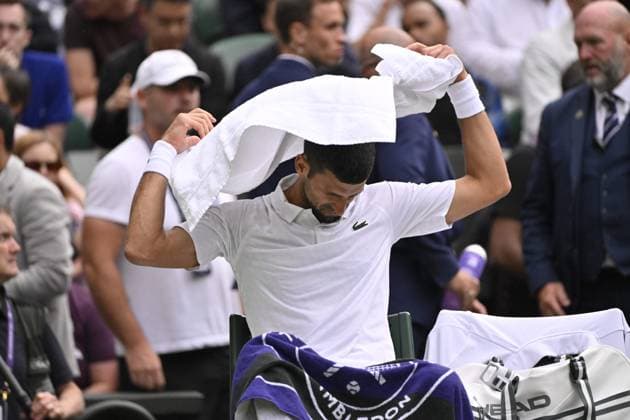Tennis : Wimbledon 2023 - Angleterre - Novak Djokovic - Serbie Tennis : Wimbledon 2023 - Angleterre- 11 07 23 ChrysleneCaillaud Panoramic  