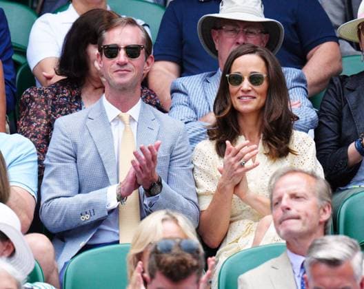 Mandatory Credit: Photo by Javier Garcia Shutterstock (14006839au) Pippa Middleton and James Matthews watching the action on Centre Court Wimbledon Tennis Championships, Day 10, The All England Lawn Tennis and Croquet Club, London, UK - 12 Jul 2023 Wimbledon Tennis Championships, Day 10, The All England Lawn Tennis and Croquet Club, London, UK - 12 Jul 2023  Copyright: xJavierxGarcia Shutterstockx 14006839au