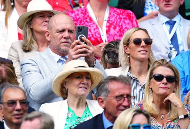 Mandatory Credit: Photo by Javier Garcia Shutterstock (14006839bv) Mike Tindall and Zara Phillips watching the action on Centre Court Wimbledon Tennis Championships, Day 10, The All England Lawn Tennis and Croquet Club, London, UK - 12 Jul 2023 Wimbledon Tennis Championships, Day 10, The All England Lawn Tennis and Croquet Club, London, UK - 12 Jul 2023  Copyright: xJavierxGarcia Shutterstockx 14006839bv
