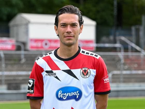 Jeremias Lorch (Viktoria Koeln, 04). Viktoria Koeln, Fussball, 3. Liga, Portraettermin 2023 24, 12.07.2023 DFB DFL Regulations prohibit any use of Photographs as image sequences and or quasi-video X, Viktoria Koeln, Fussball, 3. Liga, Portraetermin 2023 2024, 12.07.2023 Köln Copyright: xEibner-Pressefoto ThomasxHaeslerx EP_EER