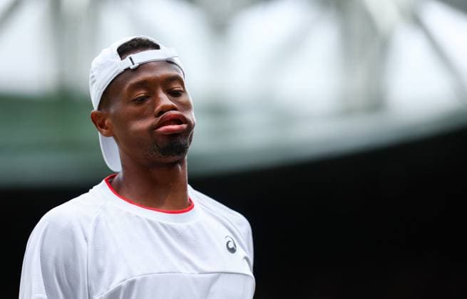 Mandatory Credit: Photo by Simon Dael Shutterstock (14006840bm) Christopher Eubanks Wimbledon Tennis Championships, Day 10, The All England Lawn Tennis and Croquet Club, London, UK - 12 Jul 2023 Wimbledon Tennis Championships, Day 10, The All England Lawn Tennis and Croquet Club, London, UK - 12 Jul 2023  Copyright: xSimonxDael Shutterstockx 14006840bm