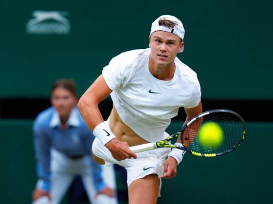Mandatory Credit: Photo by Javier Garcia Shutterstock (14006839el) Holger Rune during his quarter final match Wimbledon Tennis Championships, Day 10, The All England Lawn Tennis and Croquet Club, London, UK - 12 Jul 2023 Wimbledon Tennis Championships, Day 10, The All England Lawn Tennis and Croquet Club, London, UK - 12 Jul 2023  Copyright: xJavierxGarcia Shutterstockx 14006839el