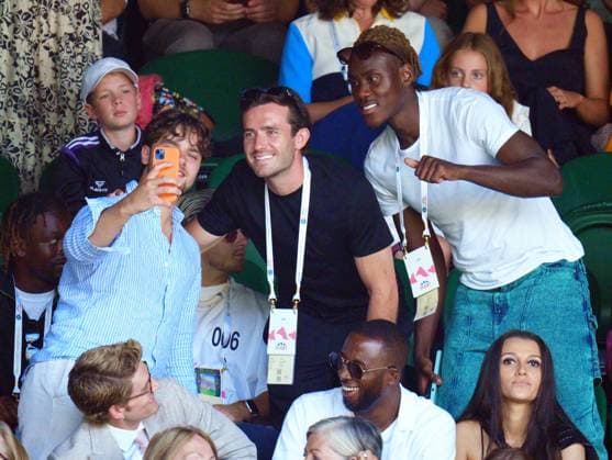 Mandatory Credit: Photo by Javier Garcia Shutterstock (14006839gg) Ben Chilwell and Trevoh Chalobah watching the action on Centre Court Wimbledon Tennis Championships, Day 10, The All England Lawn Tennis and Croquet Club, London, UK - 12 Jul 2023 Wimbledon Tennis Championships, Day 10, The All England Lawn Tennis and Croquet Club, London, UK - 12 Jul 2023  Copyright: xJavierxGarcia Shutterstockx 14006839gg