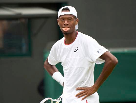 Sport Bilder des Tages 2023 Wimbledon Championships Christopher Eubanks (USA) sticks out his tongue in frustration in his match against Daniil Medvedev (RUS) in the mens quarter finals on Day 10 at the 2023 Wimbledon Championships at the All England Club, London, UK, 12 July 2023, Credit:Peter van den Berg Avalon United Kingdom, England, London, All England Lawn Tennis and Croquet Club  Copyright: xPeterxvanxdenxBergx xAvalonx PCN_TENNIS_CHRIS_EUBANKS_788727354
