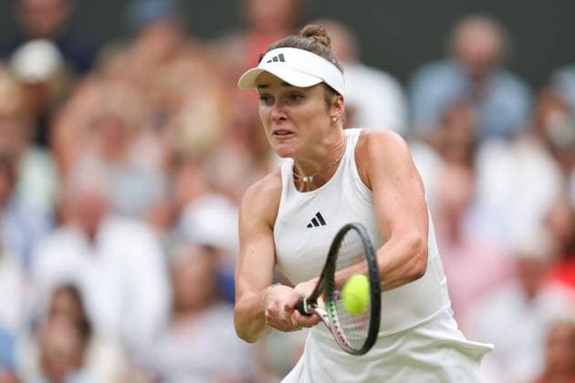 Wimbledon: Day Eleven 13 July 2023, Wimbledon - Wimbledon Tennis Championships - Day Eleven - Elina Svitolina (UKR) in action during her Ladies Singles Semi Finals match against Marketa Vondrousova (CZE) - Photo: Charlotte Wilson Offside. Wimbledon UK Copyright: xCharlottexWilsonx xOffsidexOffside