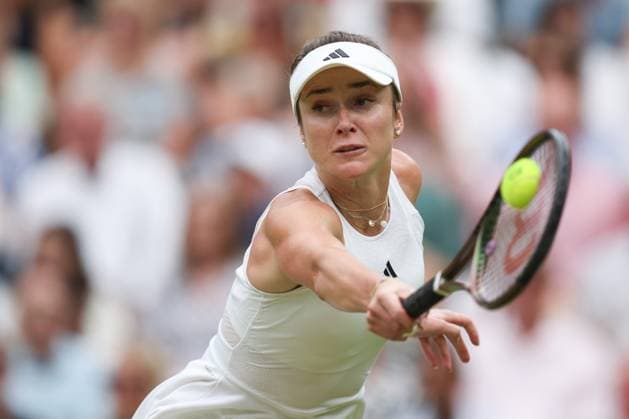 Wimbledon: Day Eleven 13 July 2023, Wimbledon - Wimbledon Tennis Championships - Day Eleven - Elina Svitolina (UKR) in action during her Ladies Singles Semi Finals match against Marketa Vondrousova (CZE) - Photo: Charlotte Wilson Offside. Wimbledon UK Copyright: xCharlottexWilsonx xOffsidexOffside