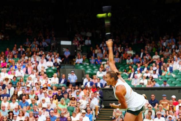 Mandatory Credit: Photo by Javier Garcia Shutterstock (14006845by) Aryna Sabalenka during her semi final match Wimbledon Tennis Championships, Day 11, The All England Lawn Tennis and Croquet Club, London, UK - 13 Jul 2023 Wimbledon Tennis Championships, Day 11, The All England Lawn Tennis and Croquet Club, London, UK - 13 Jul 2023  Copyright: xJavierxGarcia Shutterstockx 14006845by