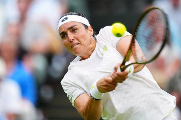 Mandatory Credit: Photo by Javier Garcia Shutterstock (14006845do) Ons Jabeur during her semi final match Wimbledon Tennis Championships, Day 11, The All England Lawn Tennis and Croquet Club, London, UK - 13 Jul 2023 Wimbledon Tennis Championships, Day 11, The All England Lawn Tennis and Croquet Club, London, UK - 13 Jul 2023  Copyright: xJavierxGarcia Shutterstockx 14006845do