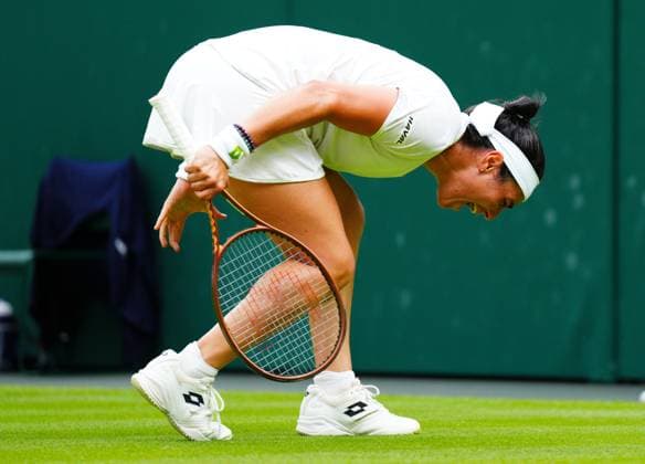 Mandatory Credit: Photo by Javier Garcia Shutterstock (14006845eh) Ons Jabeur celebrates during her semi final match Wimbledon Tennis Championships, Day 11, The All England Lawn Tennis and Croquet Club, London, UK - 13 Jul 2023 Wimbledon Tennis Championships, Day 11, The All England Lawn Tennis and Croquet Club, London, UK - 13 Jul 2023  Copyright: xJavierxGarcia Shutterstockx 14006845eh