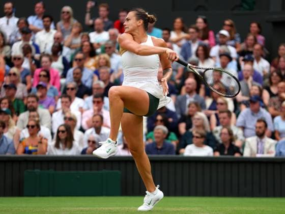 Mandatory Credit: Photo by Ella Ling Shutterstock (14006843cm) Aryna Sabalenka during her semi final match Wimbledon Tennis Championships, Day 11, The All England Lawn Tennis and Croquet Club, London, UK - 13 Jul 2023 Wimbledon Tennis Championships, Day 11, The All England Lawn Tennis and Croquet Club, London, UK - 13 Jul 2023  Copyright: xEllaxLing Shutterstockx 14006843cm