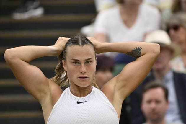 Tennis : Wimbledon 2023 - Angleterre - Aryna Sabalenka - Bielorussie Tennis : Wimbledon 2023 - Angleterre- 13 07 23 ChrysleneCaillaud Panoramic  