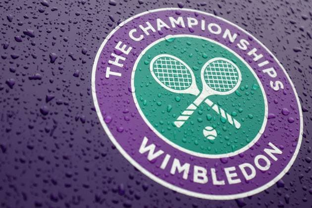 Wimbledon: Day Twelve 14 July 2023, Wimbledon - Wimbledon Tennis Championships - Day Twelve - The Wimbledon logo covered in rain drops - Photo: Charlotte Wilson Offside. Wimbledon UK Copyright: xCharlottexWilsonx xOffsidexOffside