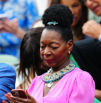 Mandatory Credit: Photo by Javier Garcia Shutterstock (14009601s) Floella Benjamin in the Royal Box on Centre Court Wimbledon Tennis Championships, Day 12, The All England Lawn Tennis and Croquet Club, London, UK - 14 Jul 2023 Wimbledon Tennis Championships, Day 12, The All England Lawn Tennis and Croquet Club, London, UK - 14 Jul 2023  Copyright: xJavierxGarcia Shutterstockx 14009601s