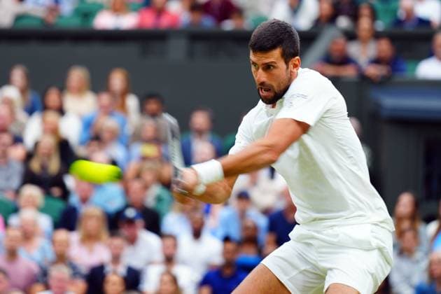 Mandatory Credit: Photo by Javier Garcia Shutterstock (14009601ai) Novak Djokovic during his semi final match Wimbledon Tennis Championships, Day 12, The All England Lawn Tennis and Croquet Club, London, UK - 14 Jul 2023 Wimbledon Tennis Championships, Day 12, The All England Lawn Tennis and Croquet Club, London, UK - 14 Jul 2023  Copyright: xJavierxGarcia Shutterstockx 14009601ai