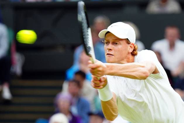 Mandatory Credit: Photo by Javier Garcia Shutterstock (14009601aw) Jannik Sinner during his semi final match Wimbledon Tennis Championships, Day 12, The All England Lawn Tennis and Croquet Club, London, UK - 14 Jul 2023 Wimbledon Tennis Championships, Day 12, The All England Lawn Tennis and Croquet Club, London, UK - 14 Jul 2023  Copyright: xJavierxGarcia Shutterstockx 14009601aw
