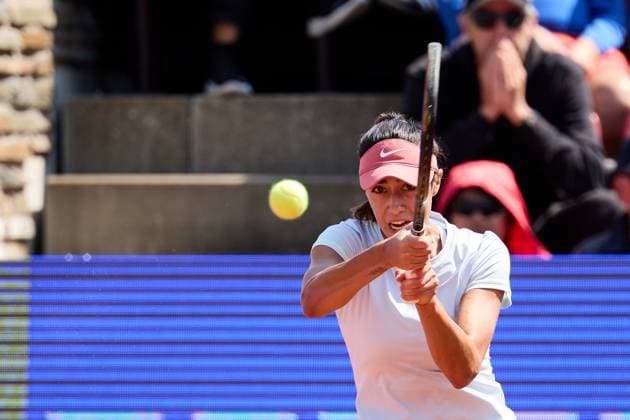 BÅSTAD 20230714 Olga Danilovic, Serbien i semifinalen under tennisturneringen Nordea Open i Bastad. BÅSTAD SVERIGE Tennis x11830x