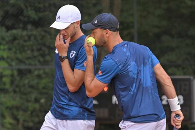 Yannick Hanfmann GER, Tim Pütz Puetz GER 14.07.2023 Tennis 1. Bundesliga Herren, TC Bredeney 1 vs TC Großhesselohe , Tennis Club Bredeney, Essen, NRW Germany