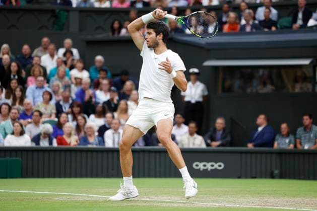 Carlos Alcaraz, Semi Finale, Herren Einzel Tennis - Wimbledon 2023 - Grand Slam ITF ATP, Tennis Herren WTA, Tennis Damen - AELTC - London - - Great Britain - 14 July 2023. Copyright: xJuergenxHasenkopfx