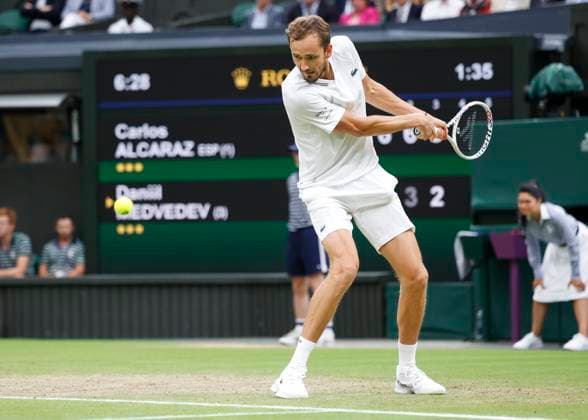 Daniil Medvedev, Semi Finale, Herren Einzel Tennis - Wimbledon 2023 - Grand Slam ITF ATP, Tennis Herren WTA, Tennis Damen - AELTC - London - - Great Britain - 14 July 2023. Copyright: xJuergenxHasenkopfx