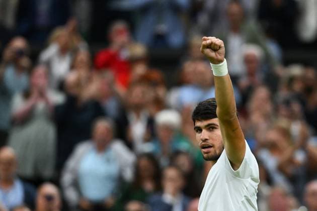 Wimbledon - Day 12 Carlos Alcaraz (ESP) during his semi final final round match of at the 2023 Wimbledon Championships at the AELTC in London, UK, on July 14, 2023. Photo by Corinne Dubreuil ABACAPRESS.COM London United Kingdom  Copyright: xDubreuilxCorinne ABACAx 860688_001 DubreuilxCorinne ABACAx 860688_001
