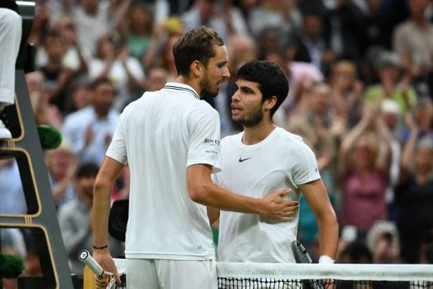 Wimbledon - Day 12 Carlos Alcaraz (ESP) during his semi final final round match of at the 2023 Wimbledon Championships at the AELTC in London, UK, on July 14, 2023. Photo by Corinne Dubreuil ABACAPRESS.COM London United Kingdom  Copyright: xDubreuilxCorinne ABACAx 860688_073 DubreuilxCorinne ABACAx 860688_073