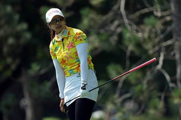 Dana Open Pornanong Phatlun of Thailand tees off on the second hole during Day Two of the Dana Open at Highland Meadows Golf Club in Sylvania, Ohio USA, on Friday, July 14, 2023. Sylvania Ohio United States  Copyright: xJorgexLemusx originalFilename:lemus-danaopen230714_npzOn.jpg