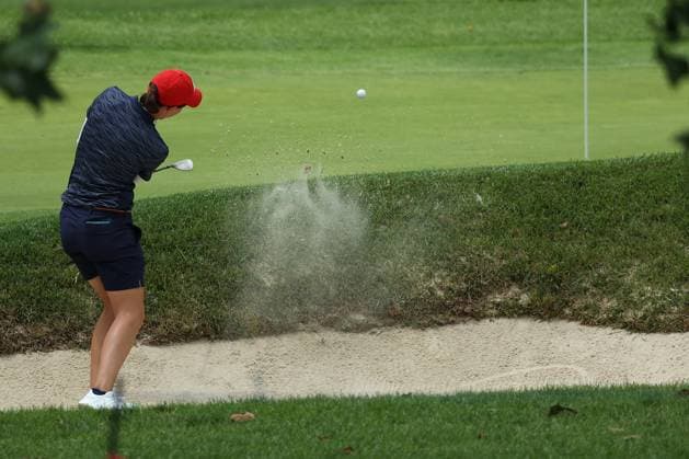 Dana Open Carlota Ciganda of Spain blasts out of the sand trap toward the second green during Day Two of the Dana Open at Highland Meadows Golf Club in Sylvania, Ohio USA, on Friday, July 14, 2023. Sylvania Ohio United States  Copyright: xJorgexLemusx originalFilename:lemus-danaopen230714_npG4N.jpg