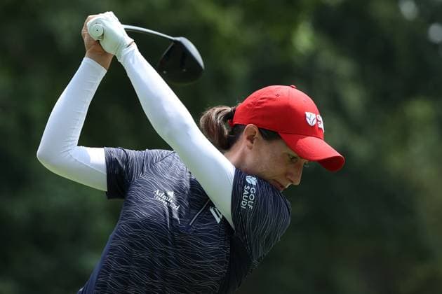 Dana Open Carlota Ciganda of Spain tees off on the third hole during Day Two of the Dana Open at Highland Meadows Golf Club in Sylvania, Ohio USA, on Friday, July 14, 2023. Sylvania Ohio United States  Copyright: xJorgexLemusx originalFilename:lemus-danaopen230714_npRNa.jpg
