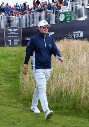 Mandatory Credit: Photo by Stuart Wallace Shutterstock (14003897a) Ewen Ferguson (SCO) walks towards the fairway on the 1st hole of his 3rd round. Genesis Scottish Open, Day Three, Golf, The Renaissance Club, North Berwick, UK - 15 Jul 2023 Genesis Scottish Open, Day Three, Golf, The Renaissance Club, North Berwick, UK - 15 Jul 2023  Copyright: xStuartxWallace Shutterstockx 14003897a