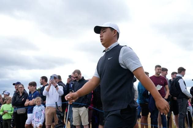 Mandatory Credit: Photo by Stuart Wallace Shutterstock (14003897k) Tom Kim (KOR) walks to the 3rd tee during the 3rd round. Genesis Scottish Open, Day Three, Golf, The Renaissance Club, North Berwick, UK - 15 Jul 2023 Genesis Scottish Open, Day Three, Golf, The Renaissance Club, North Berwick, UK - 15 Jul 2023  Copyright: xStuartxWallace Shutterstockx 14003897k