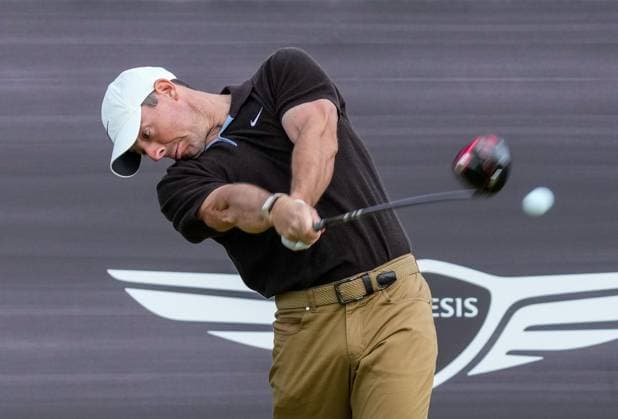 Mandatory Credit: Photo by Stuart Wallace Shutterstock (14003897m) Rory McIlroy (NIR) plays his tee shot at the 1st hole during the 3rd round. Genesis Scottish Open, Day Three, Golf, The Renaissance Club, North Berwick, UK - 15 Jul 2023 Genesis Scottish Open, Day Three, Golf, The Renaissance Club, North Berwick, UK - 15 Jul 2023  Copyright: xStuartxWallace Shutterstockx 14003897m