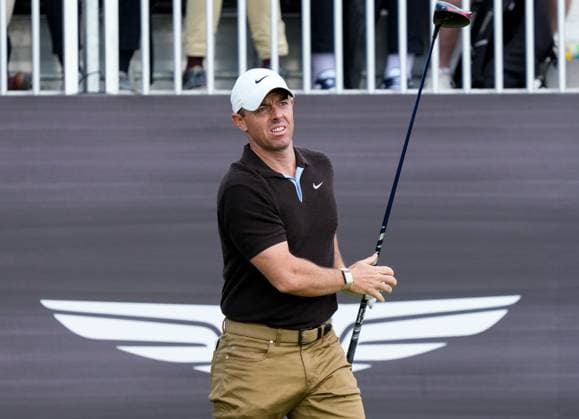 Mandatory Credit: Photo by Stuart Wallace Shutterstock (14003897o) Rory McIlroy (NIR) plays his tee shot at the 1st hole during the 3rd round. Genesis Scottish Open, Day Three, Golf, The Renaissance Club, North Berwick, UK - 15 Jul 2023 Genesis Scottish Open, Day Three, Golf, The Renaissance Club, North Berwick, UK - 15 Jul 2023  Copyright: xStuartxWallace Shutterstockx 14003897o